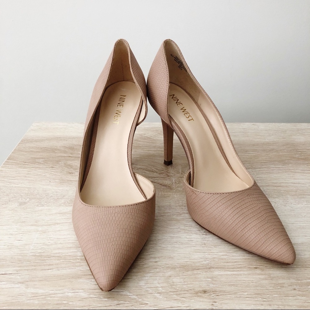 Nine West Nude Closed Toe Pump D’Orsay Heel 7.5M